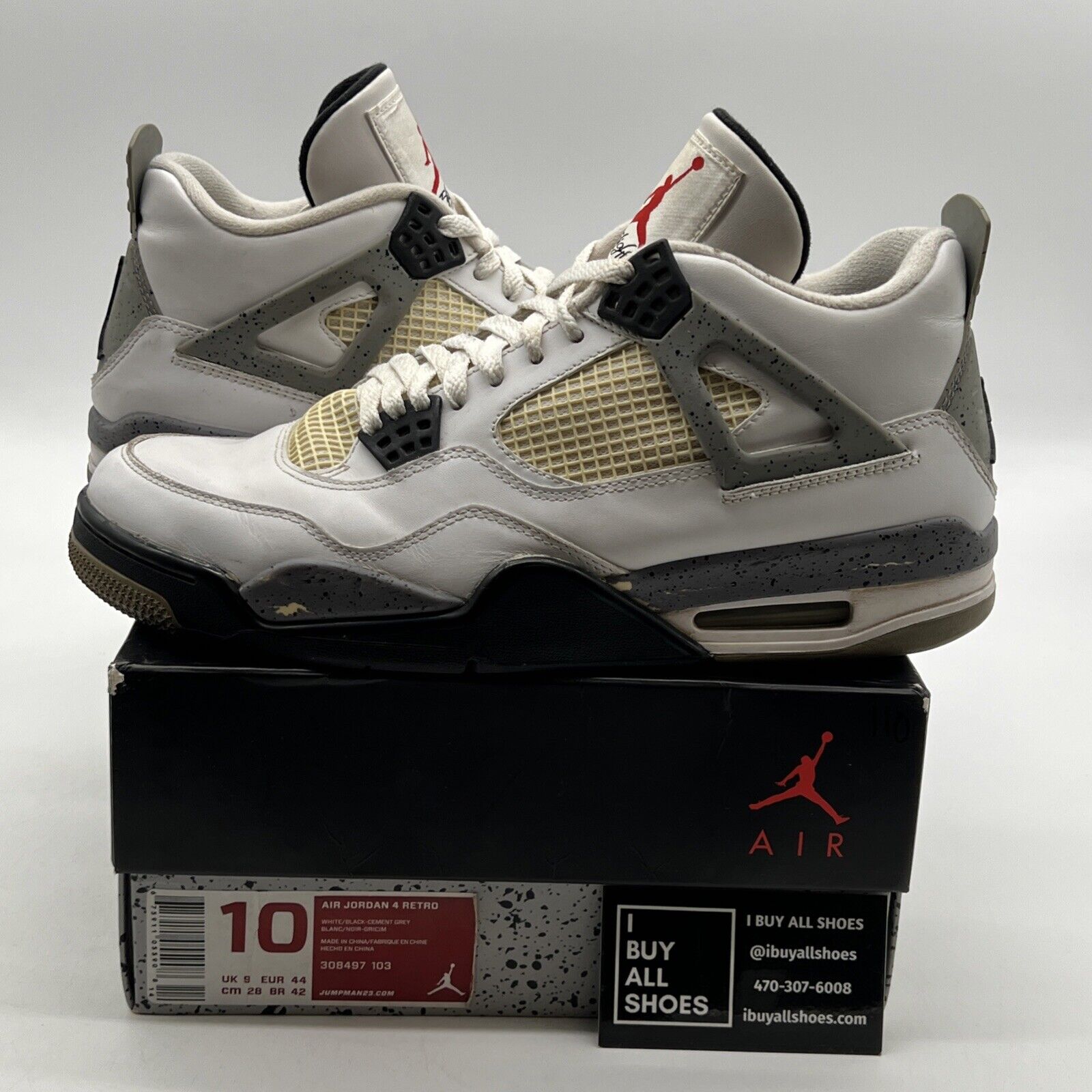 Size 10 - Air Jordan 4 Retro Cement 2012 (308497-103)