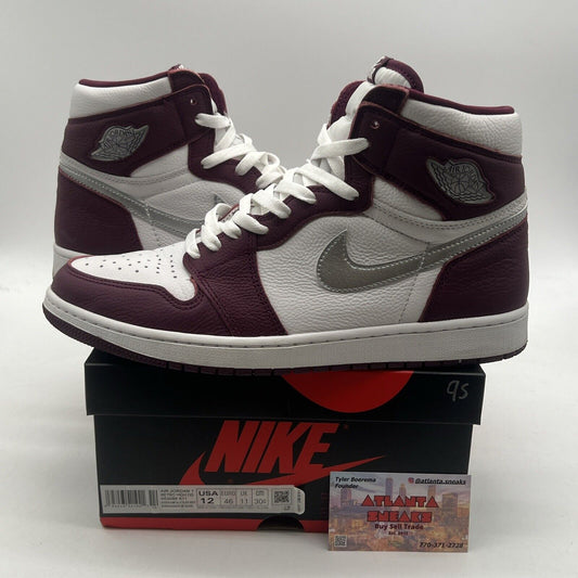 Size 12 - Jordan 1 Retro High OG Bordeaux White Silver Leather (555088-611)