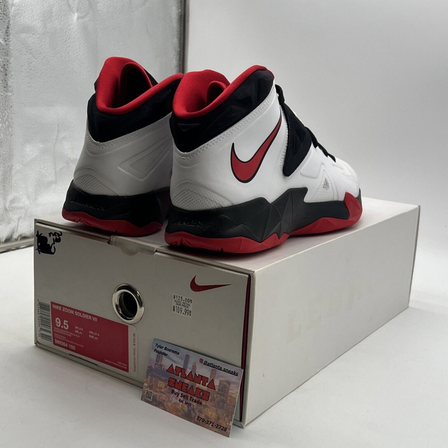 Size 9.5 - Nike LeBron Zoom Soldier 7 White Red Black (599264-100)