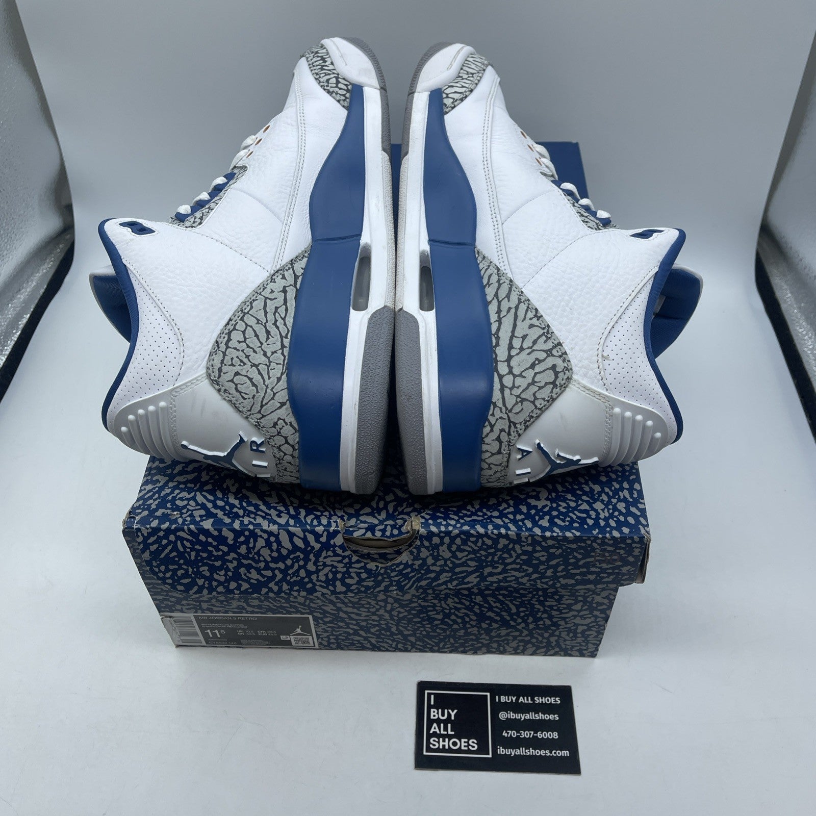 Size 11.5 - Jordan 3 Retro Mid Washington Wizards Grey Blue White (CT8532-148)