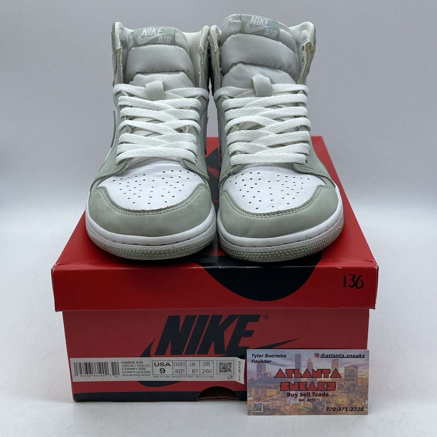 Size 9W - Air Jordan 1 Retro OG High Seafoam White Suede Leather (CD0461-002)