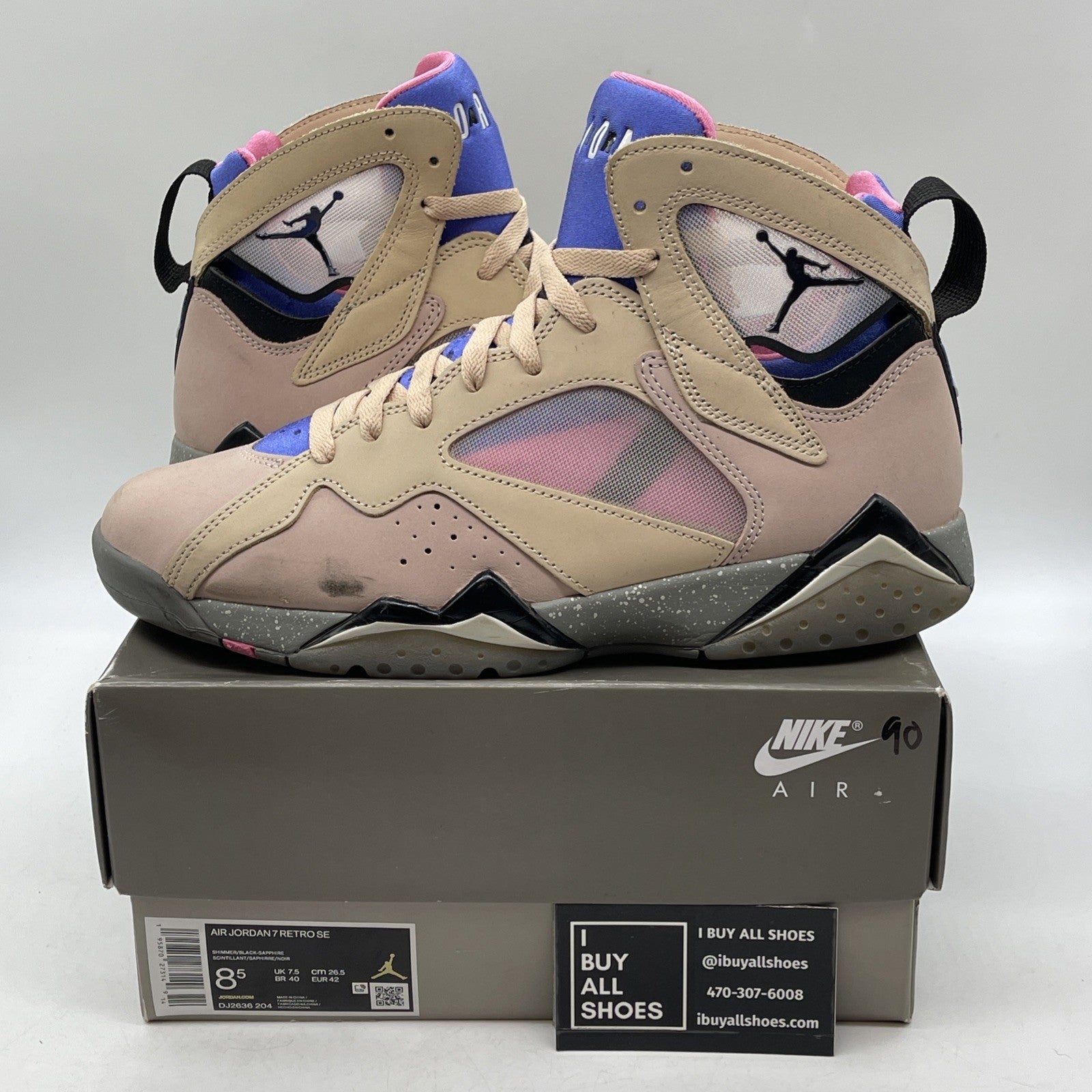 Size 8.5 - Air Jordan 7 Retro SE Sapphire Pink Purple Suede (DJ2636-204)