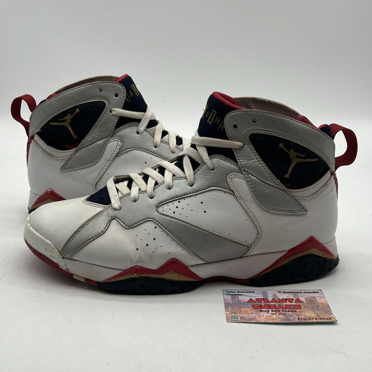 Size 10.5 - Air Jordan 7 Retro 2012 Olympic White Navy Red Leather (304775-135)