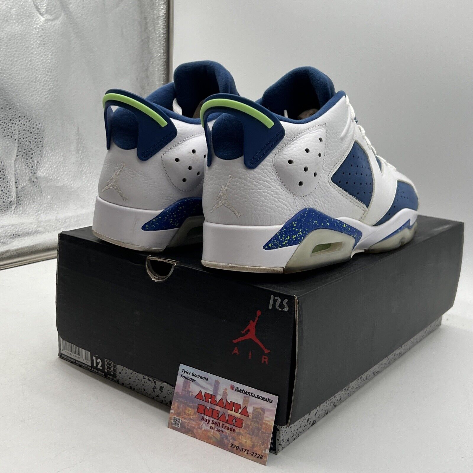 Size 12 - Air Jordan 6 Low Ghost Green White Suede Blue (304401-106)