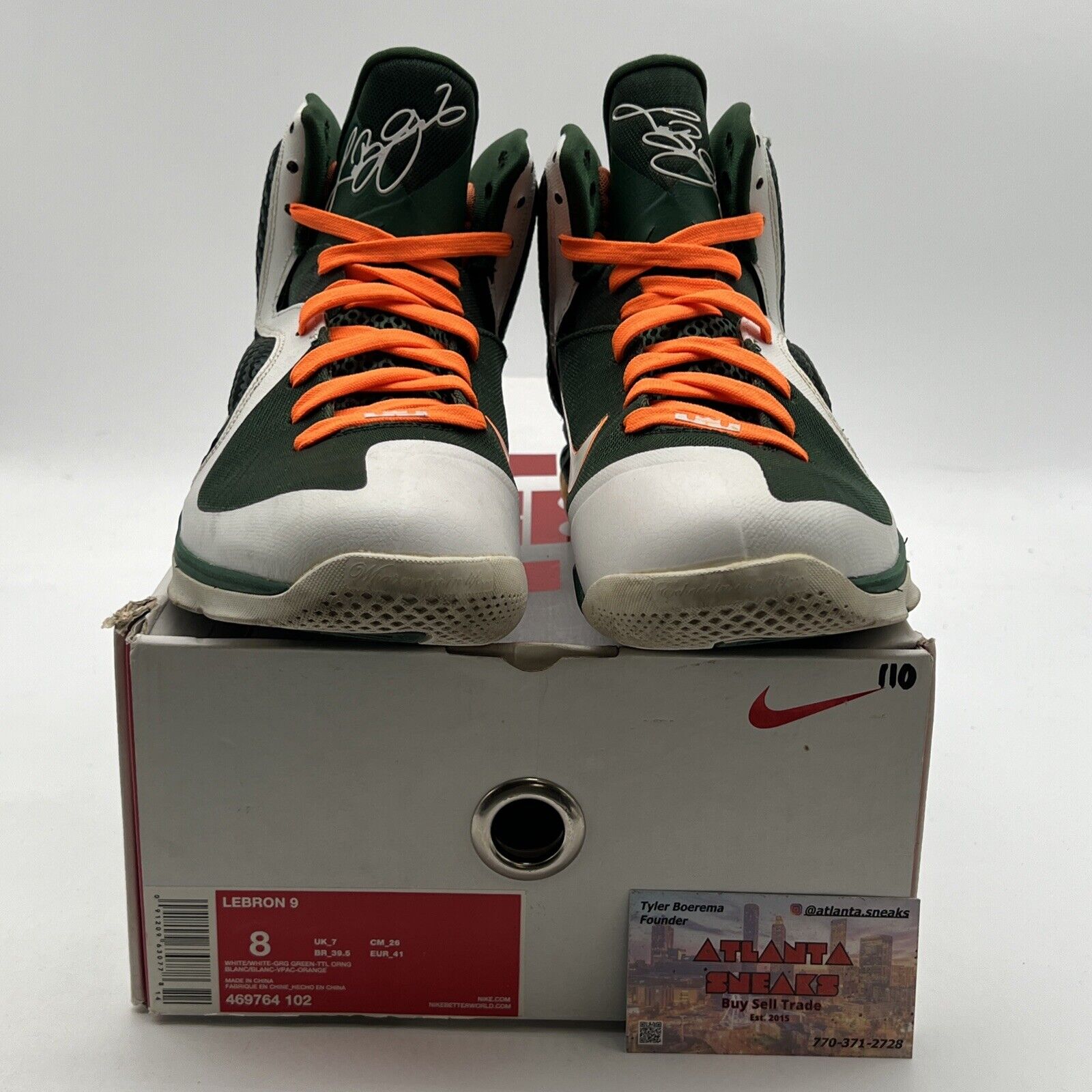 Size 8 - Nike LeBron 9 Miami Hurricanes (469764-102)