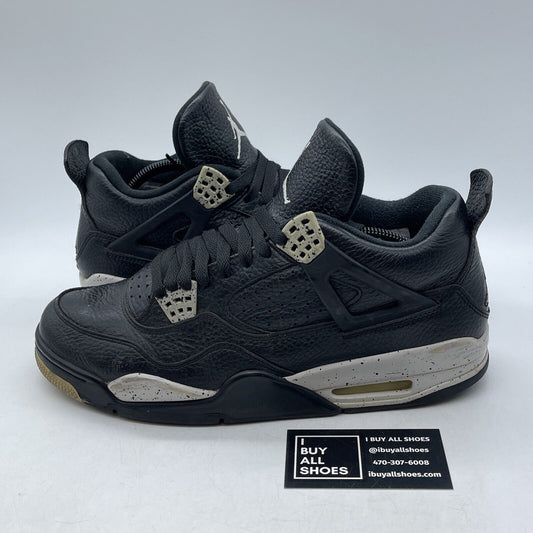 Size 10 - Jordan 4 Retro LS oreo Black Grey Leather (314254-003)