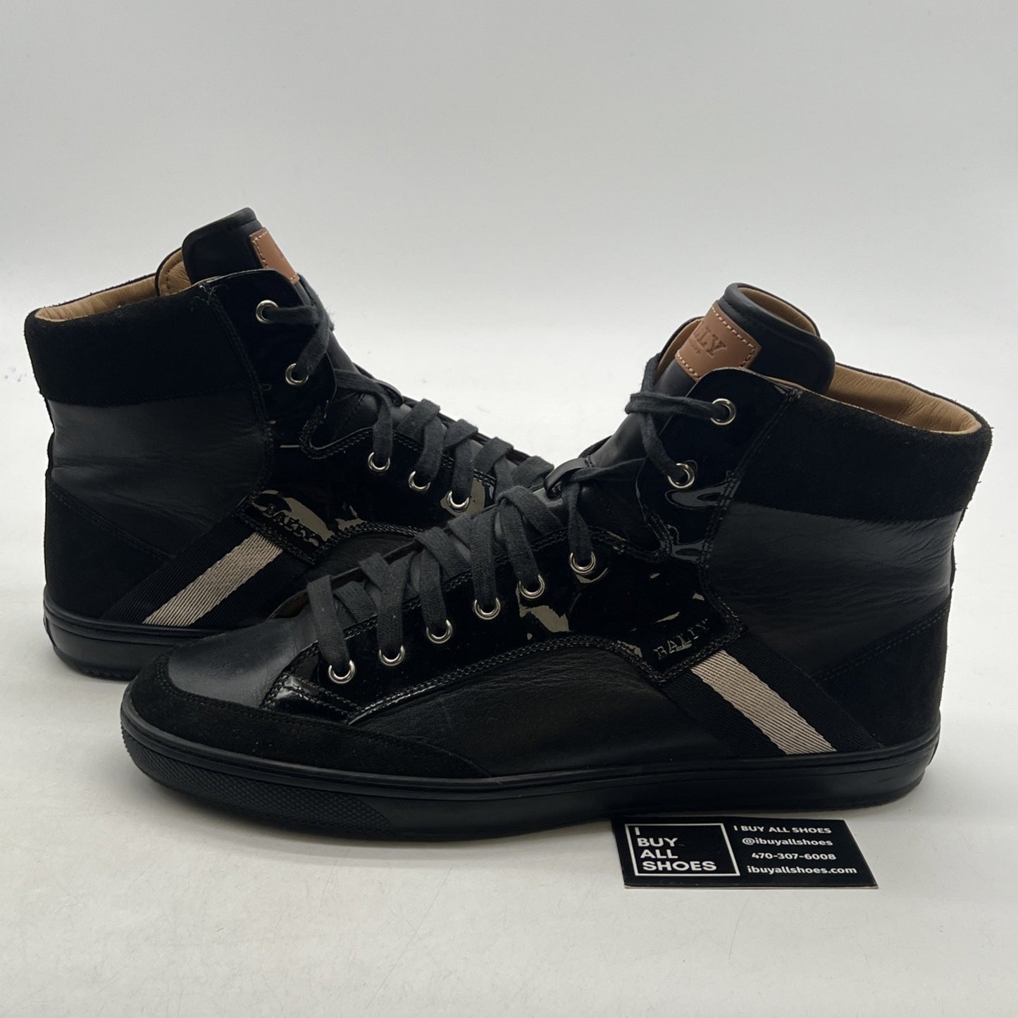 Size 12D - Bally Hedern High Top Mens Black Casual Classic Leather