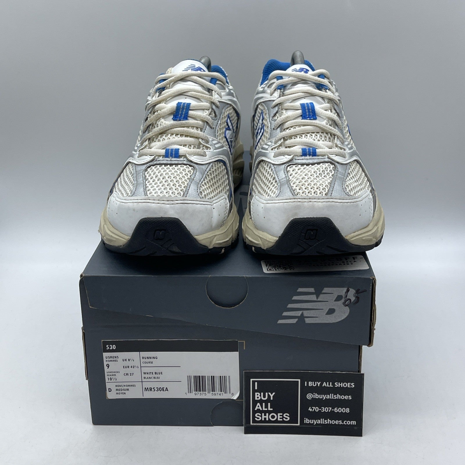 Size 9 - New Balance 530 White Blue Oasis Silver Leather (MR530EA)