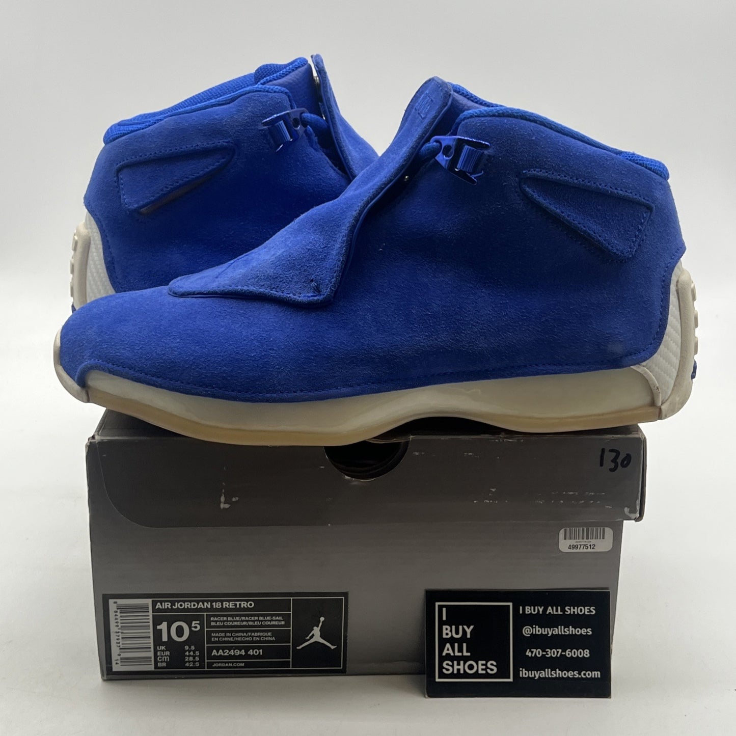 Size 10.5 - Air Jordan 18 Retro Blue Suede (AA2494-401)