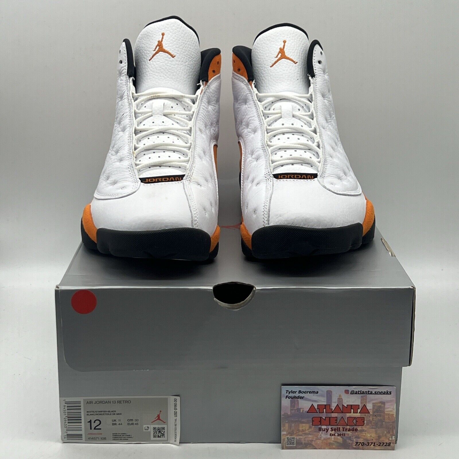 Size 12 - Air Jordan 13 Retro Starfish White Orange Black Leather Suede