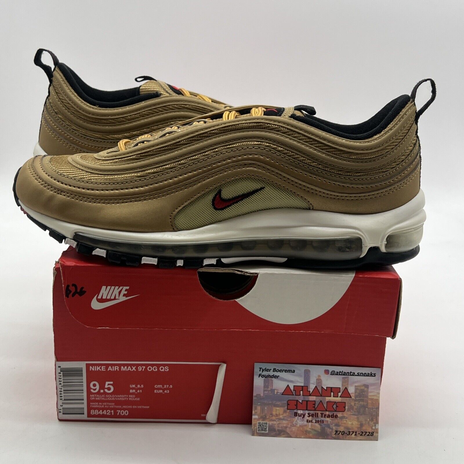 Size 9.5 - Nike Air Max 97 OG QS Metallic Gold (884421-700)