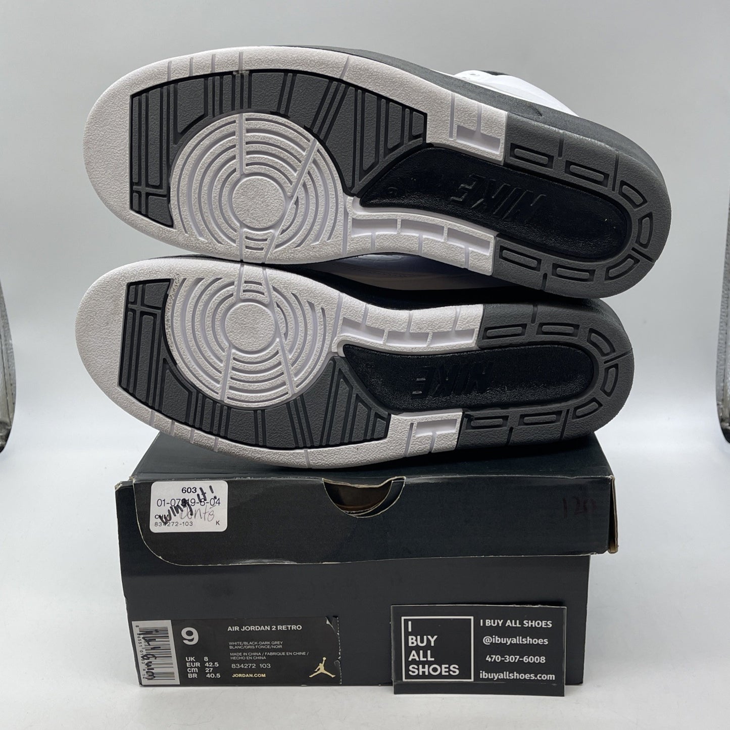 Size 9 - Air Jordan 2 Retro Wing It Black Grey White Leather (834272-103)