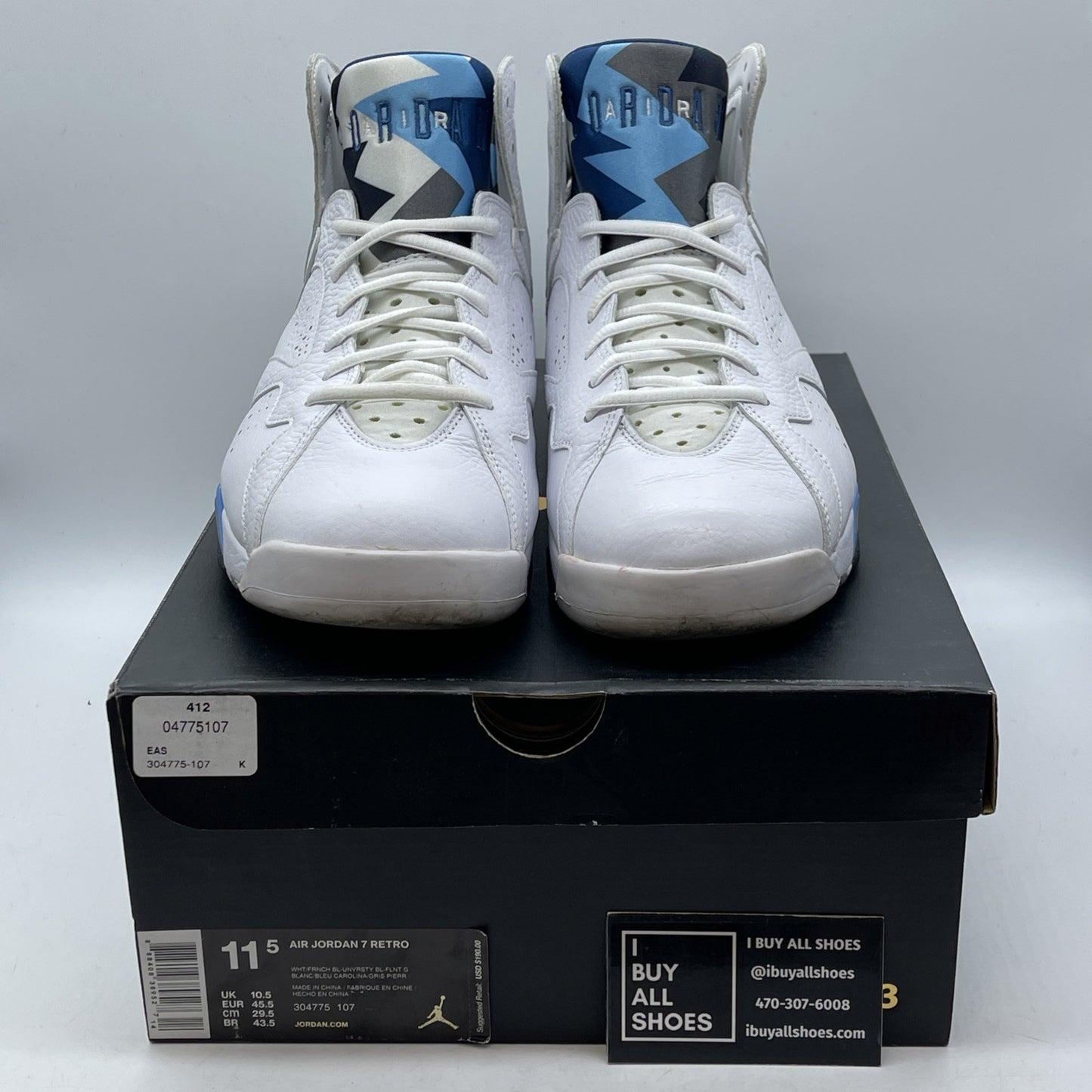 Size 11.5 - Air Jordan 7 Retro 2015 French Blue White Leather (304775-107)
