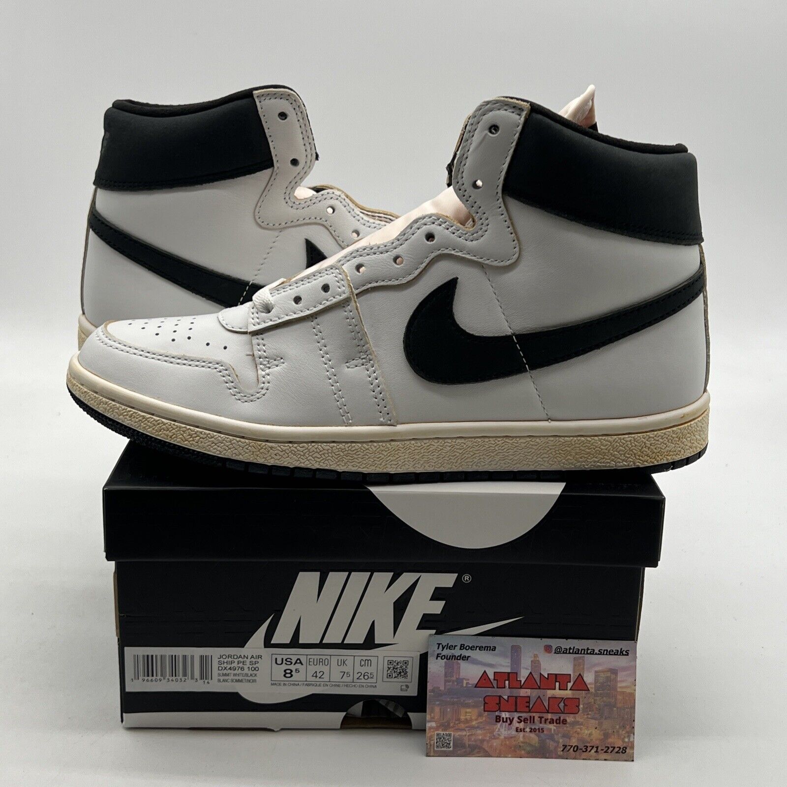 Size 8.5 - A Ma Maniére x Jordan Air Ship PE SP White Black (DX4976-100)