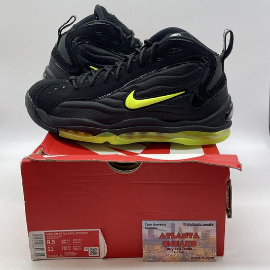 Size 9.5 - Nike Air Total Max Uptempo Black Volt Suede Leather (DA2339-001)