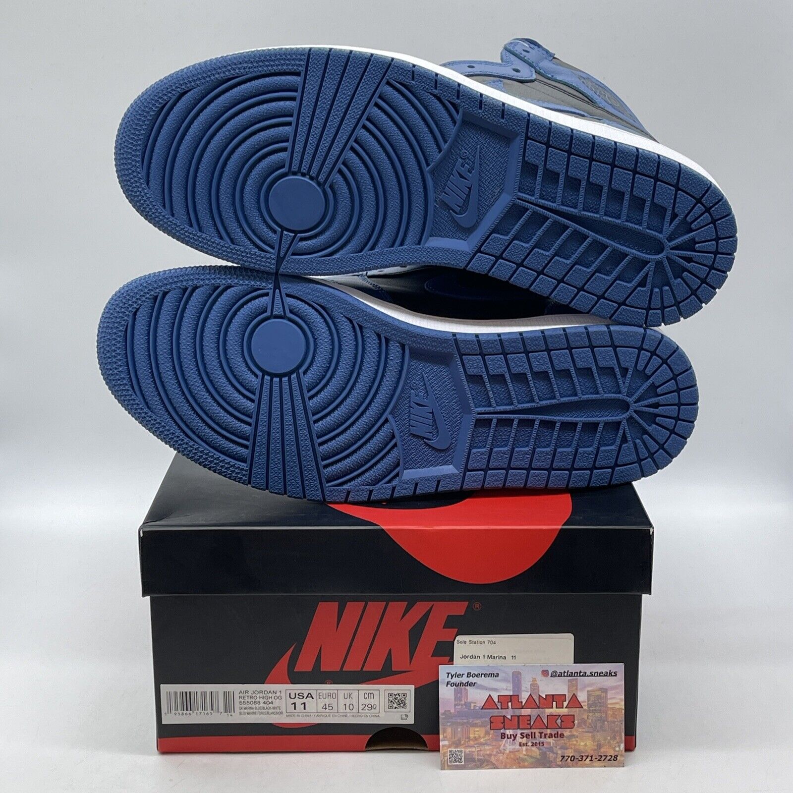 Size 11 - Jordan 1 Retro OG High Dark Marina Blue White Black (555088-404)