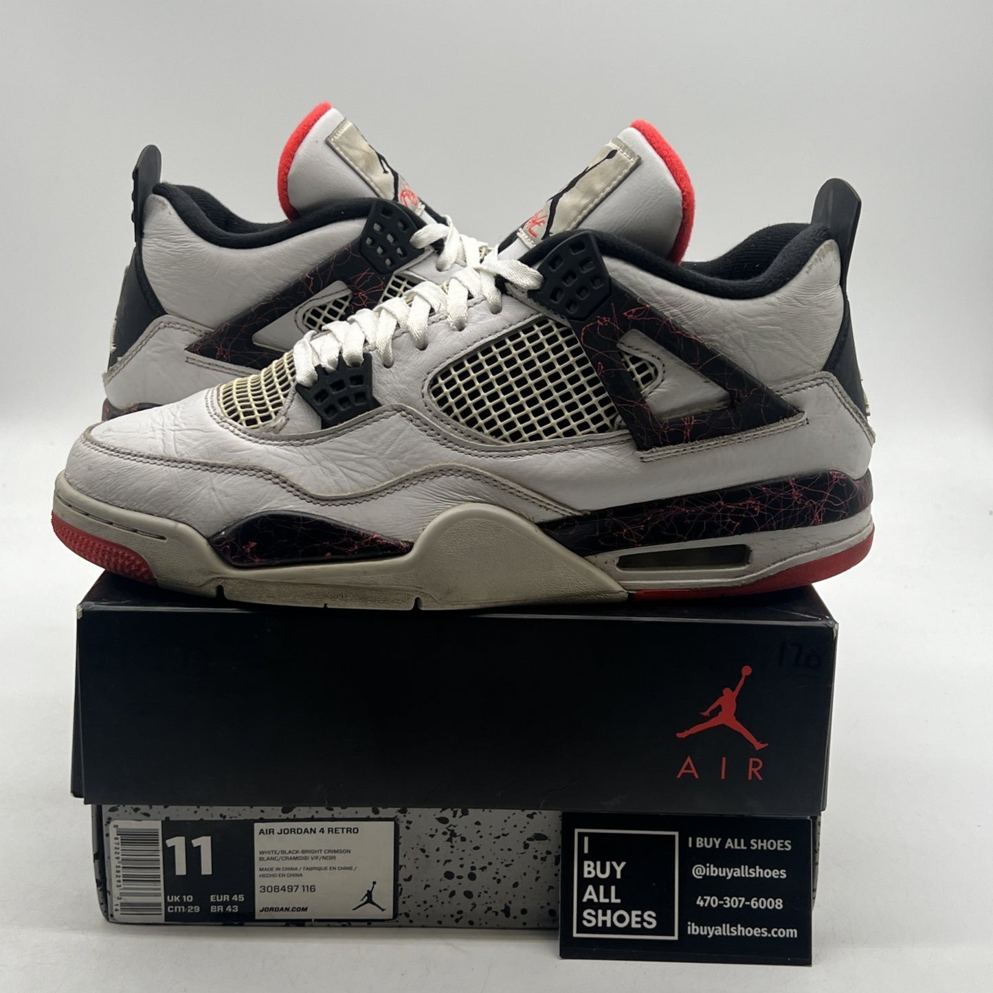 Size 11 - Air Jordan 4 Retro Pale Citron Bright Crimson (308497-116)