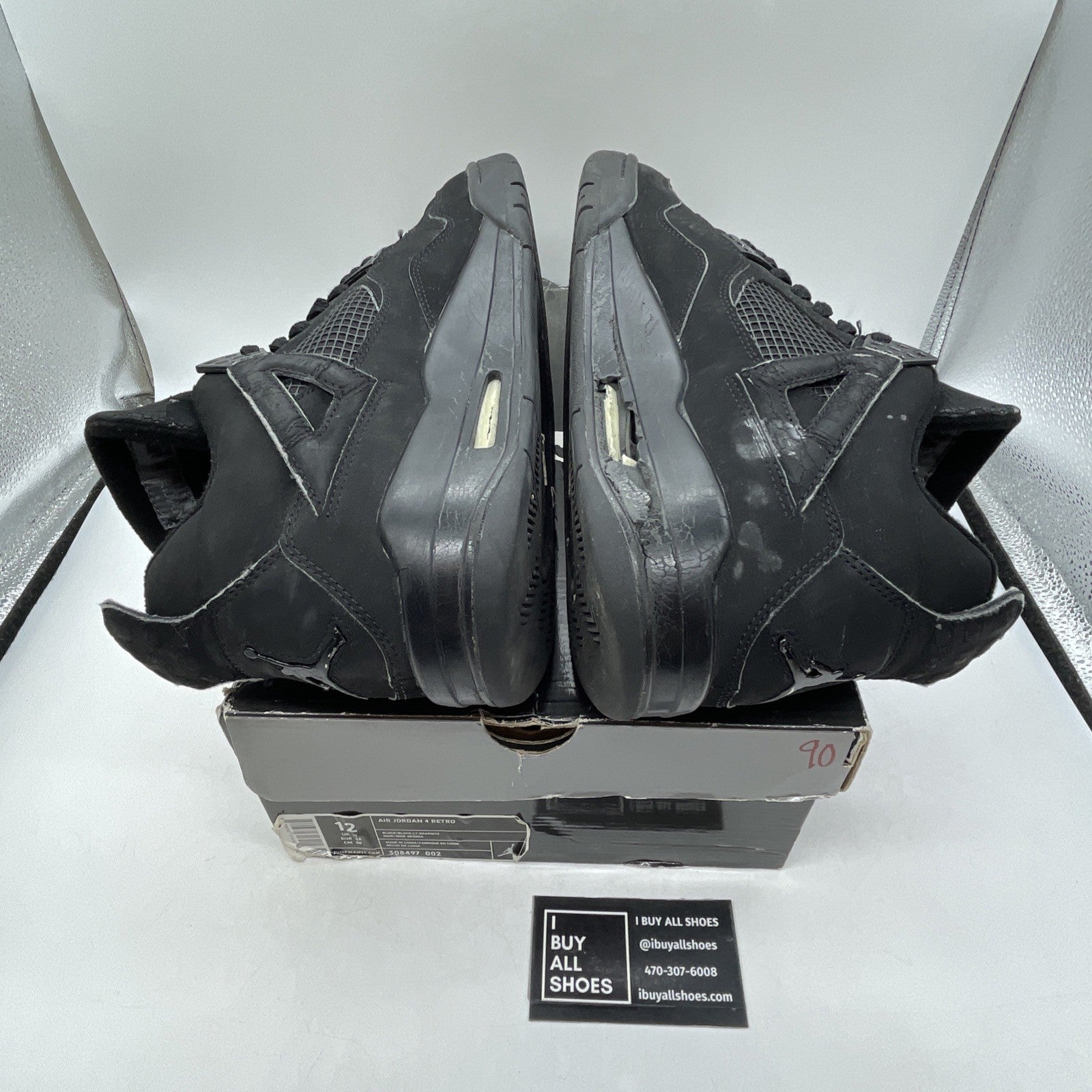 Size 12 - Air Jordan 4 Retro 2006 Black Cat (308497-002)