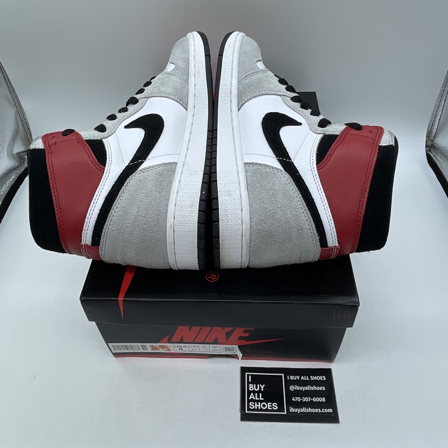 Size 8 - Jordan 1 Retro High OG Smoke Gray Red White Suede Leather (555088-126)