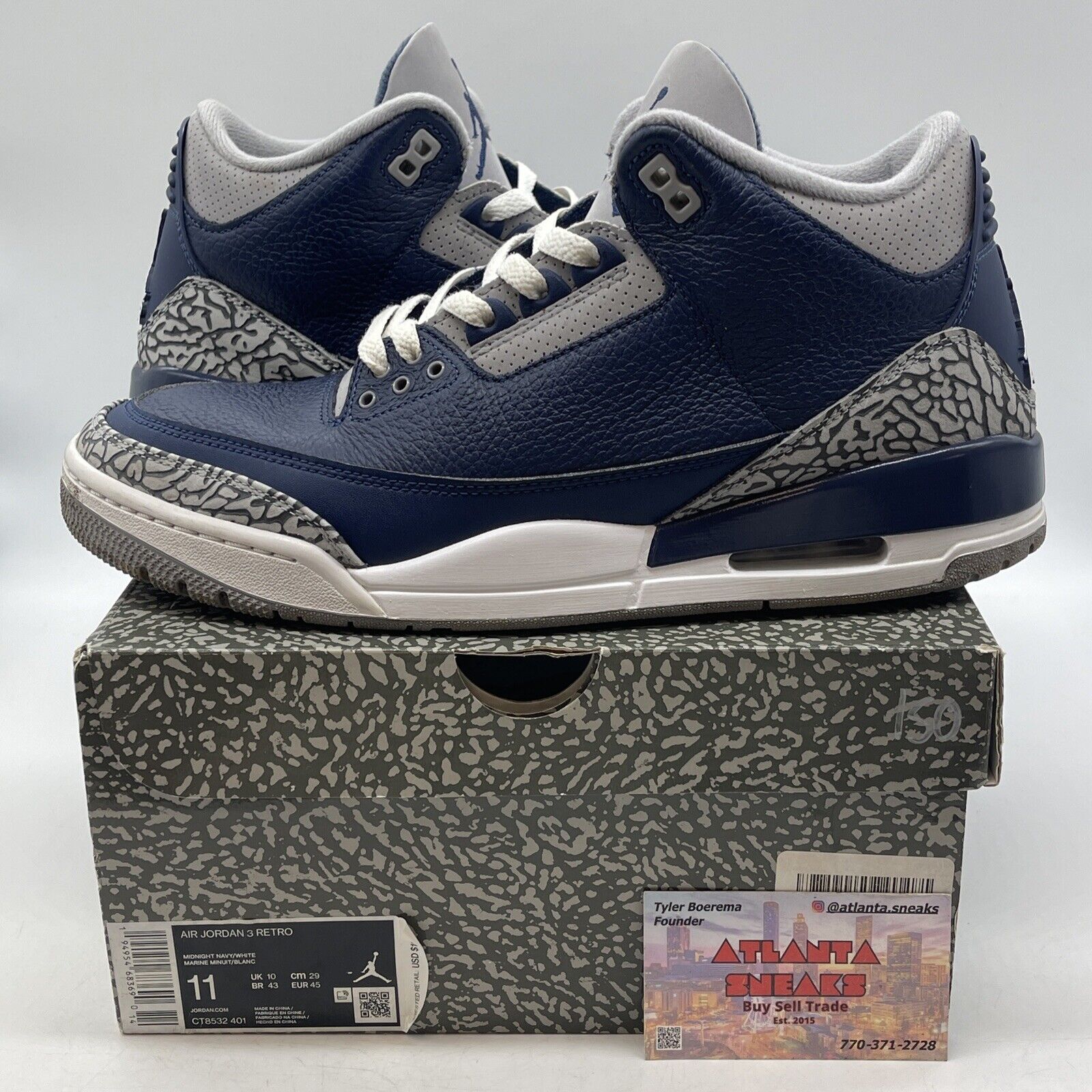 Size 11 - Jordan 3 Retro Blue Grey White Leather Suede (CT8532-401)