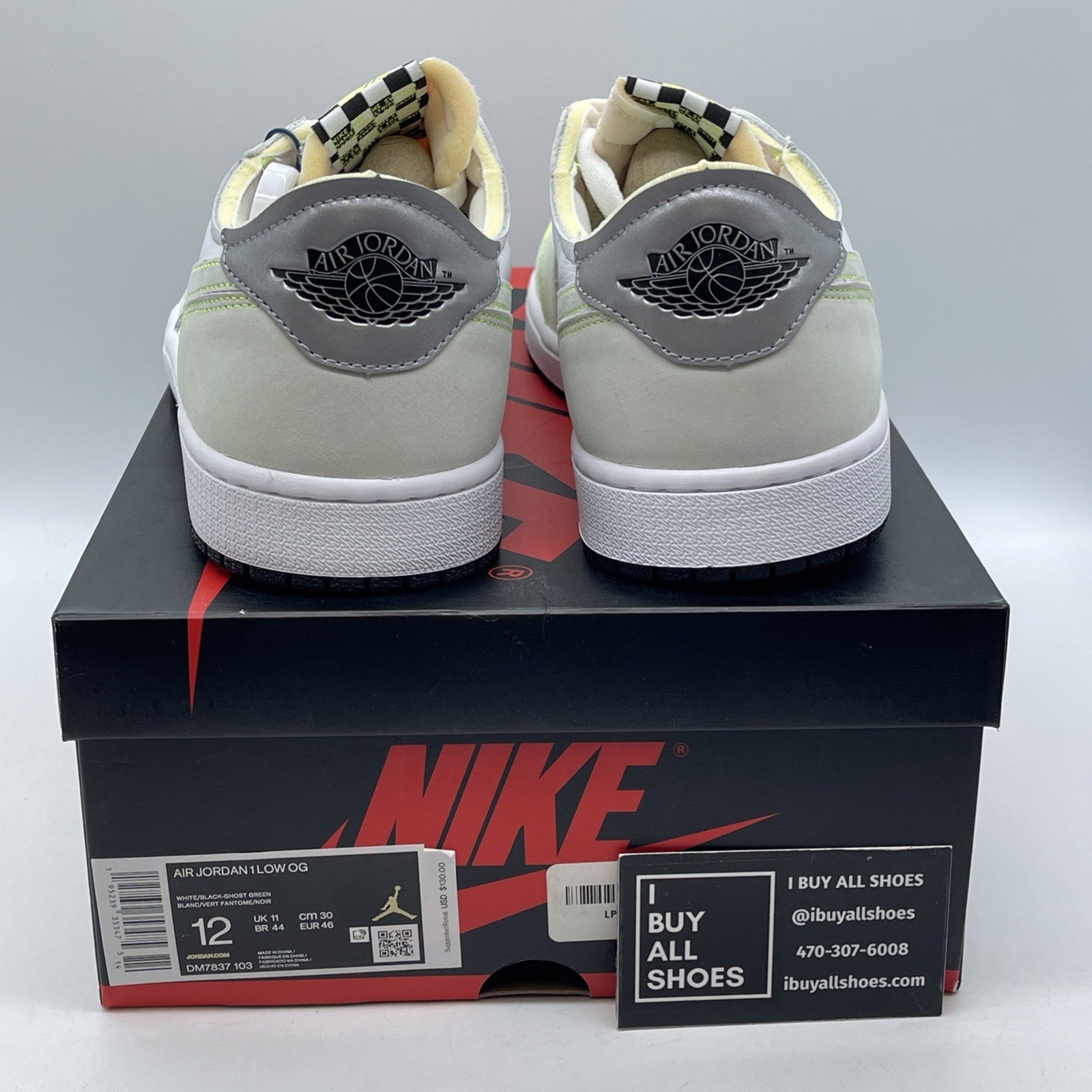 Size 12 - Air Jordan 1 Retro OG Low Ghost Green Suede Leather (DM7837-103)