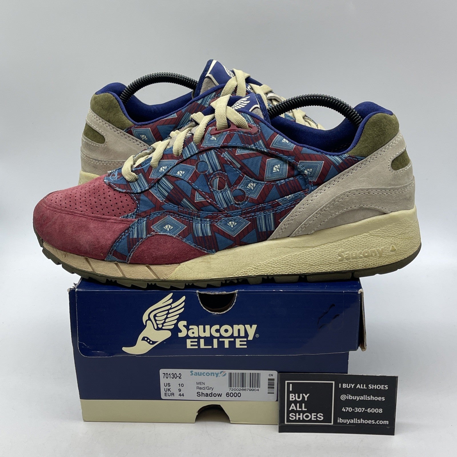 Size 10 - SAUCONY Shadow 6000 x BODEGA Tribal Red/Grey (70130-2)