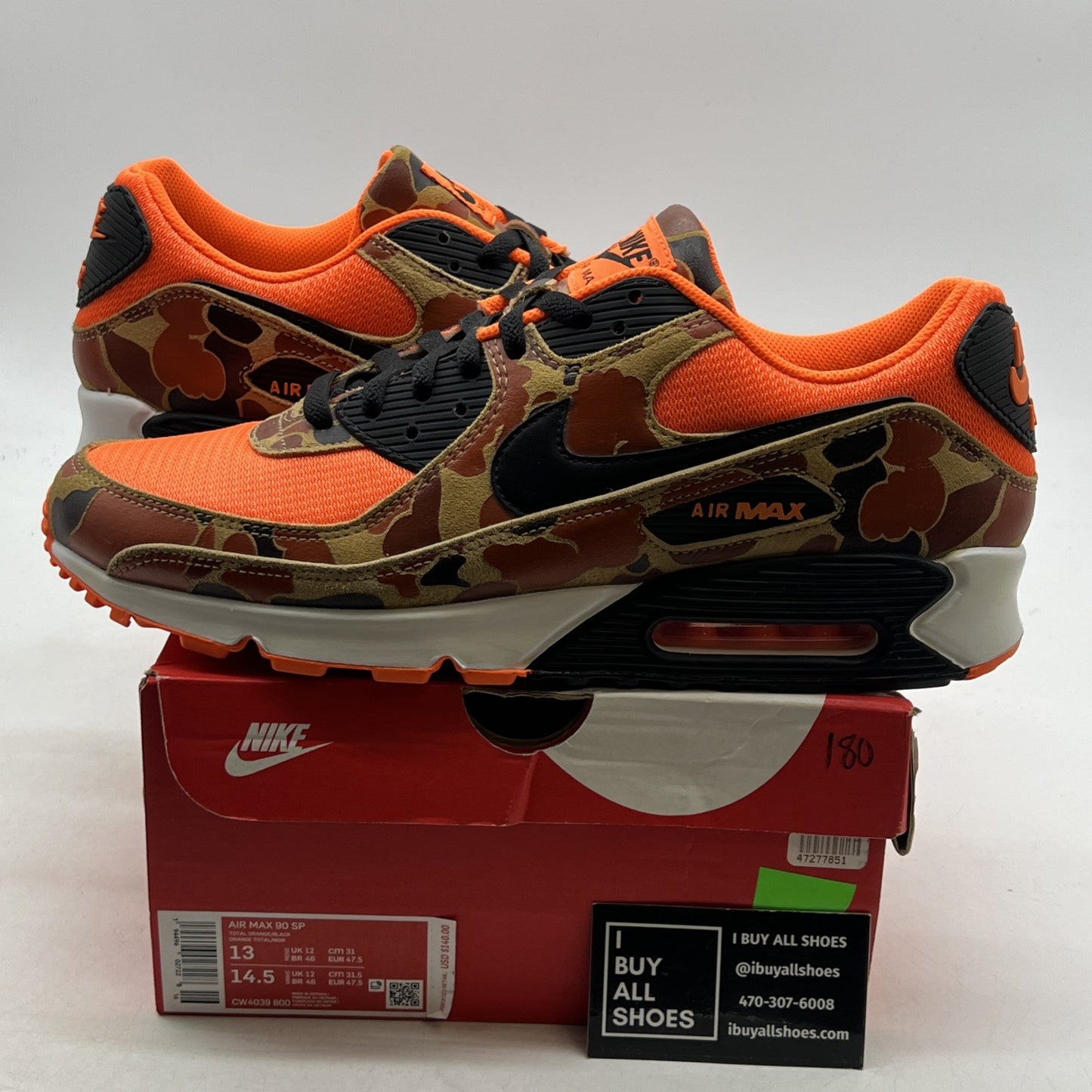 Size 13 - Nike Air Max 90 Orange Camo (CW4039-800)