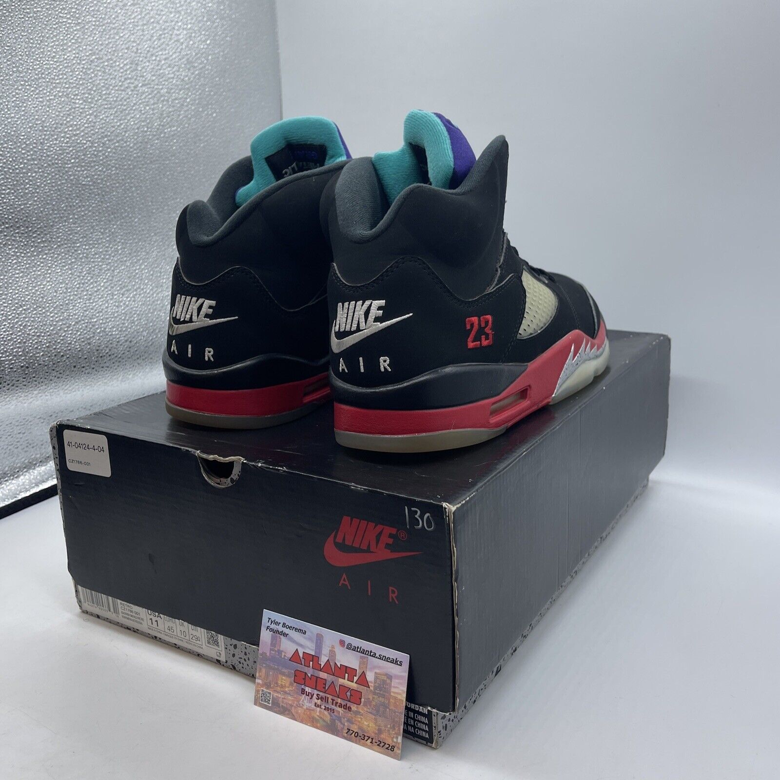 Size 11 - Jordan 5 Retro Top 3 Black 2020 Red Silver blue Suede (CZ1786-001)