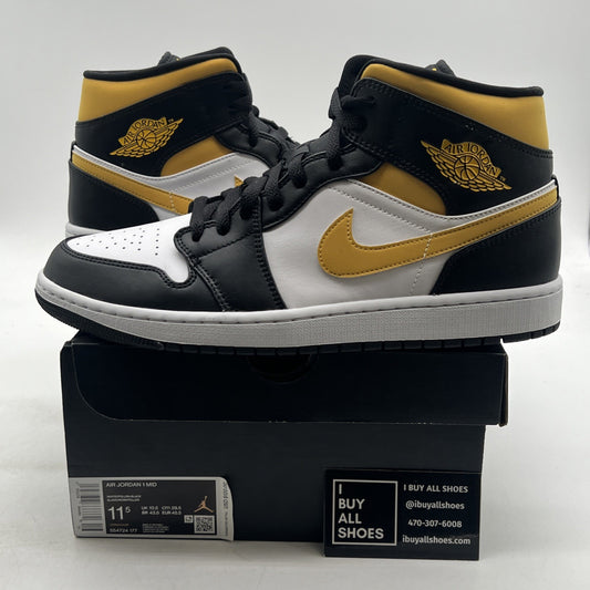 Size 11.5 - Air Jordan 1 Mid Black University Gold (554724-177)