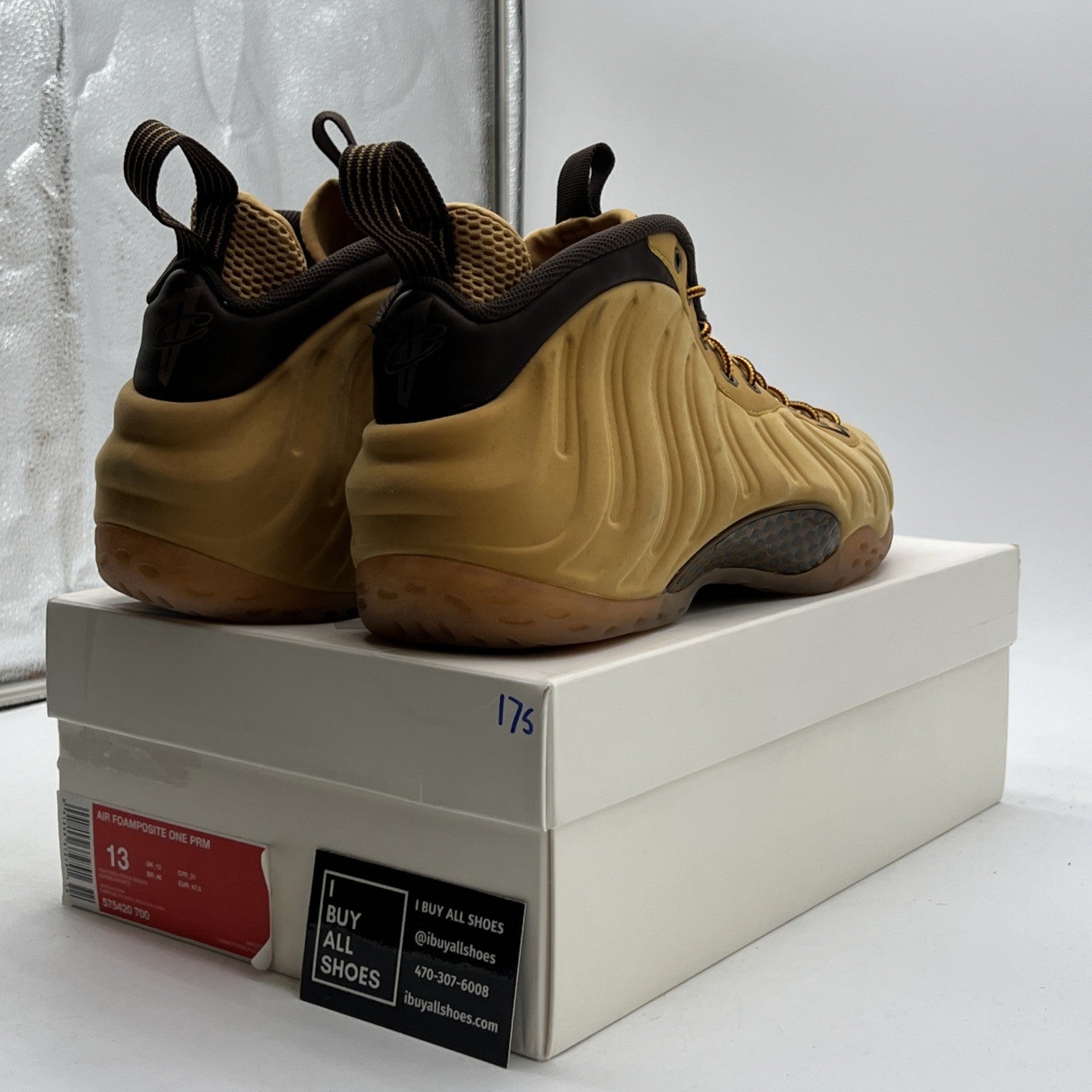 Size 13 - Nike Air Foamposite One Premium Wheat Haystack Sneakers (575420-700)
