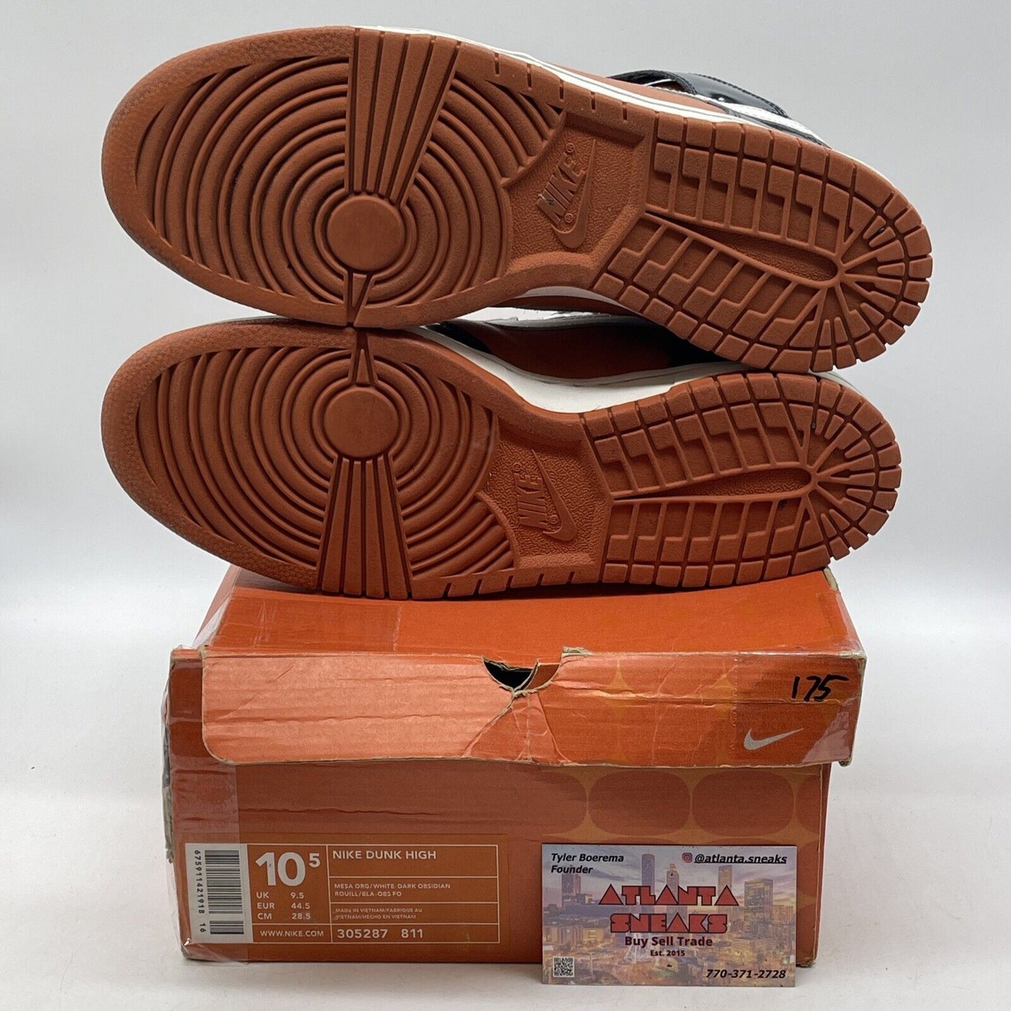 Size 10.5 - Nike Dunk High Mesa Orange Black White Leather (305287-811)
