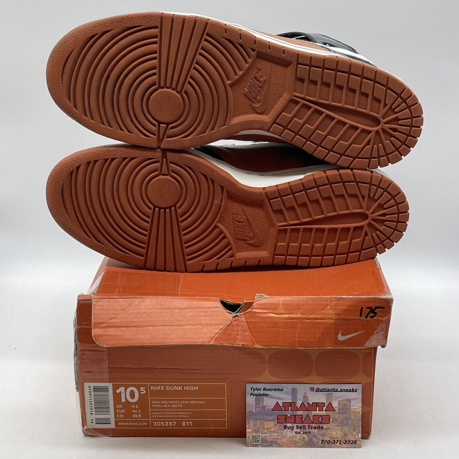 Size 10.5 - Nike Dunk High Mesa Orange Black White Leather (305287-811)