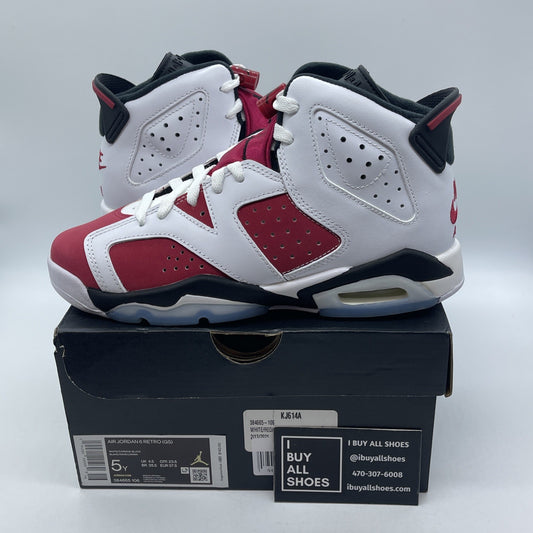 Size 5Y (GS) - Jordan 6 Retro 2021 Mid Carmine Red White Suede (384665-106)