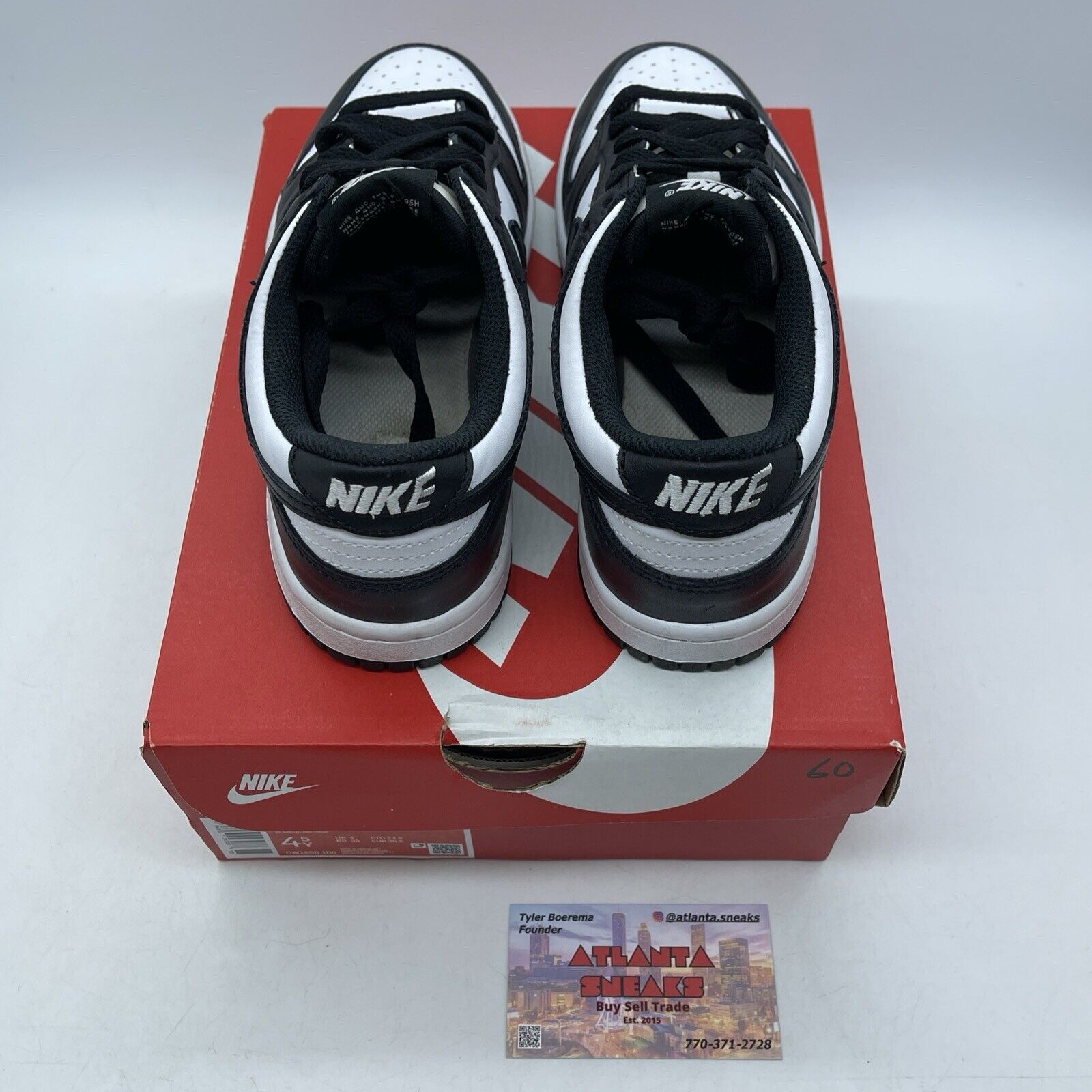Size 4.5Y - Dunk Low GS Black white Leather  (CW1590-100)