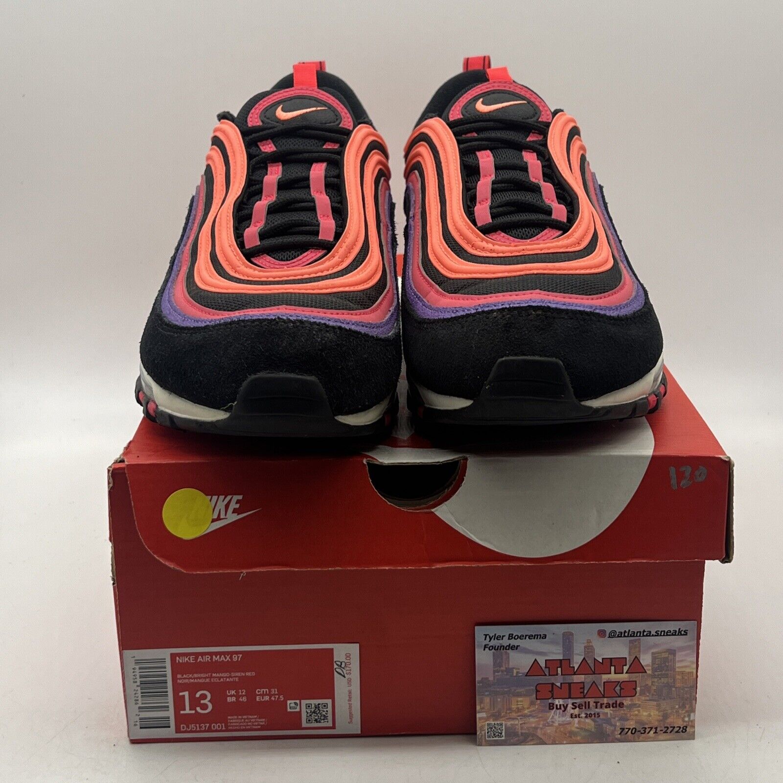 Size 13 - Nike Air Max 97 Sunset Purple Black White Suede (DJ5137-001)