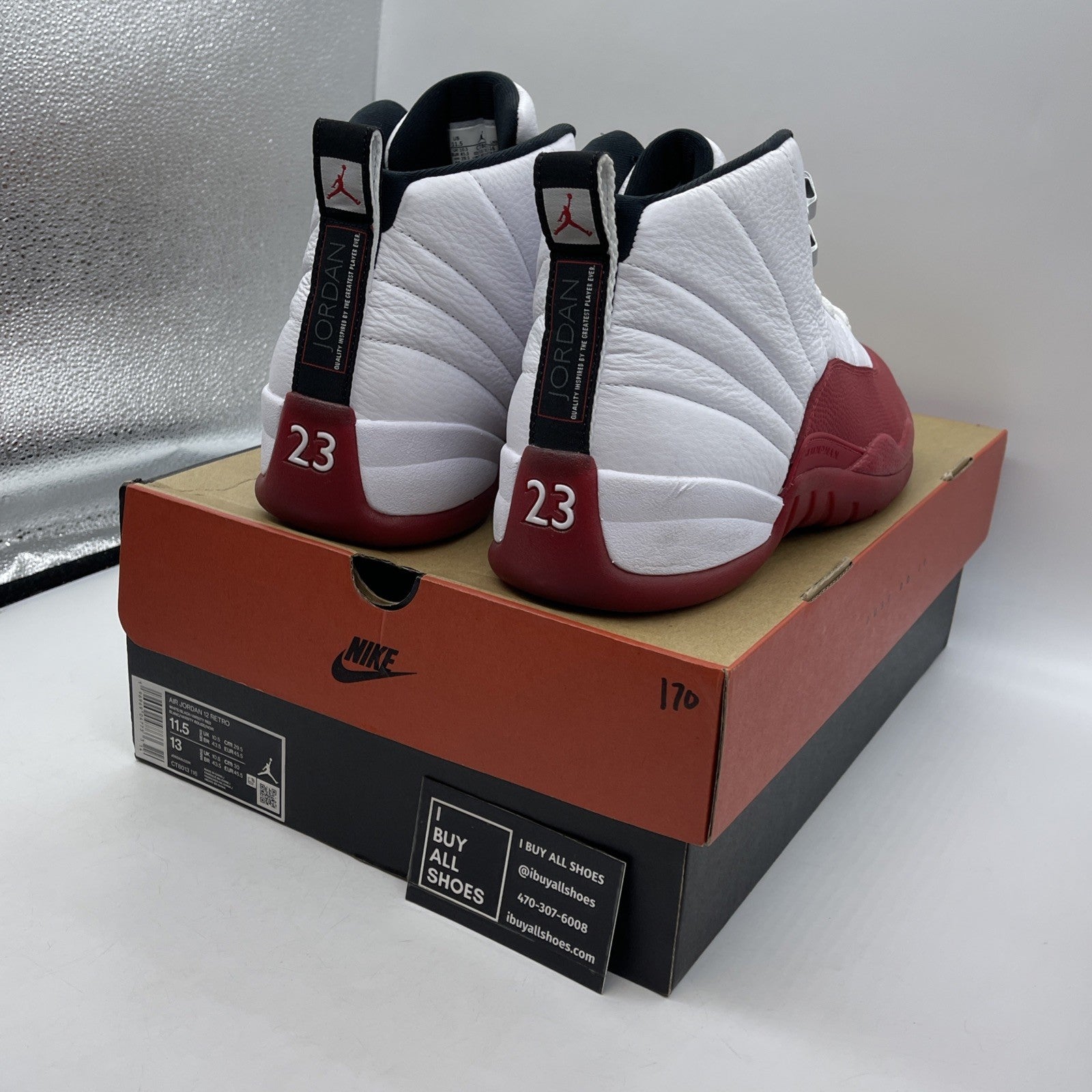 Size 11.5 - Jordan 12 Retro 2023 Mid Cherry White Red Leather (CT8013-116)