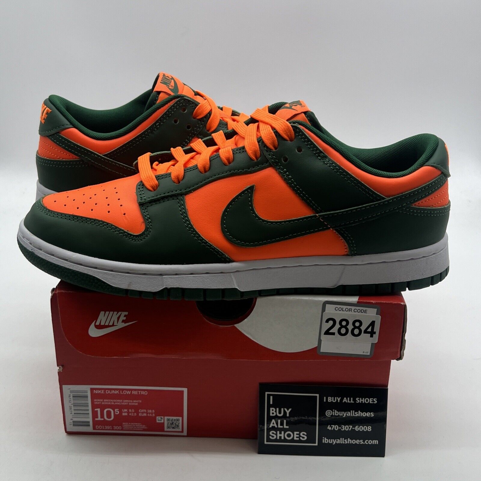 Size 10.5 - Nike Dunk Low Miami Hurricanes (DD1391-300)