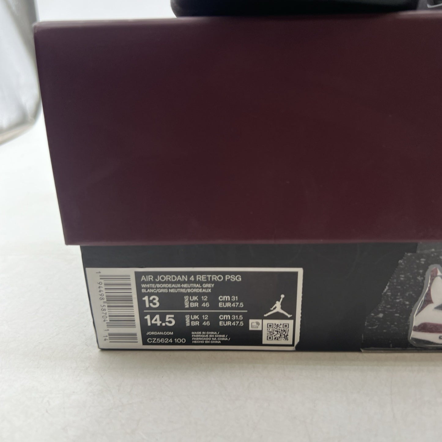 Size 13 - Air Jordan 4 Retro x Paris Saint-Germain Bordeaux 2020 (CZ5624-100)