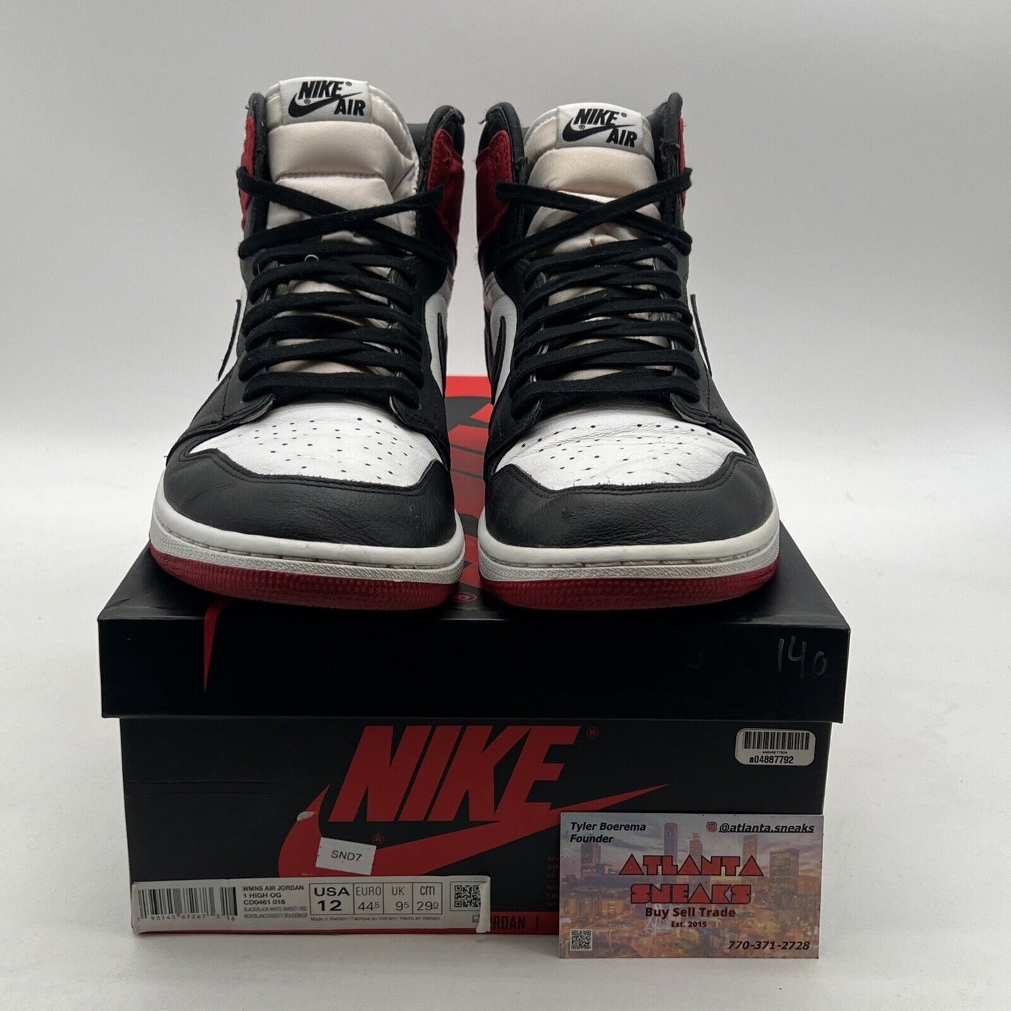 Size 12 - Air Jordan 1 Retro High Satin Black Toe W (CD0461-016)