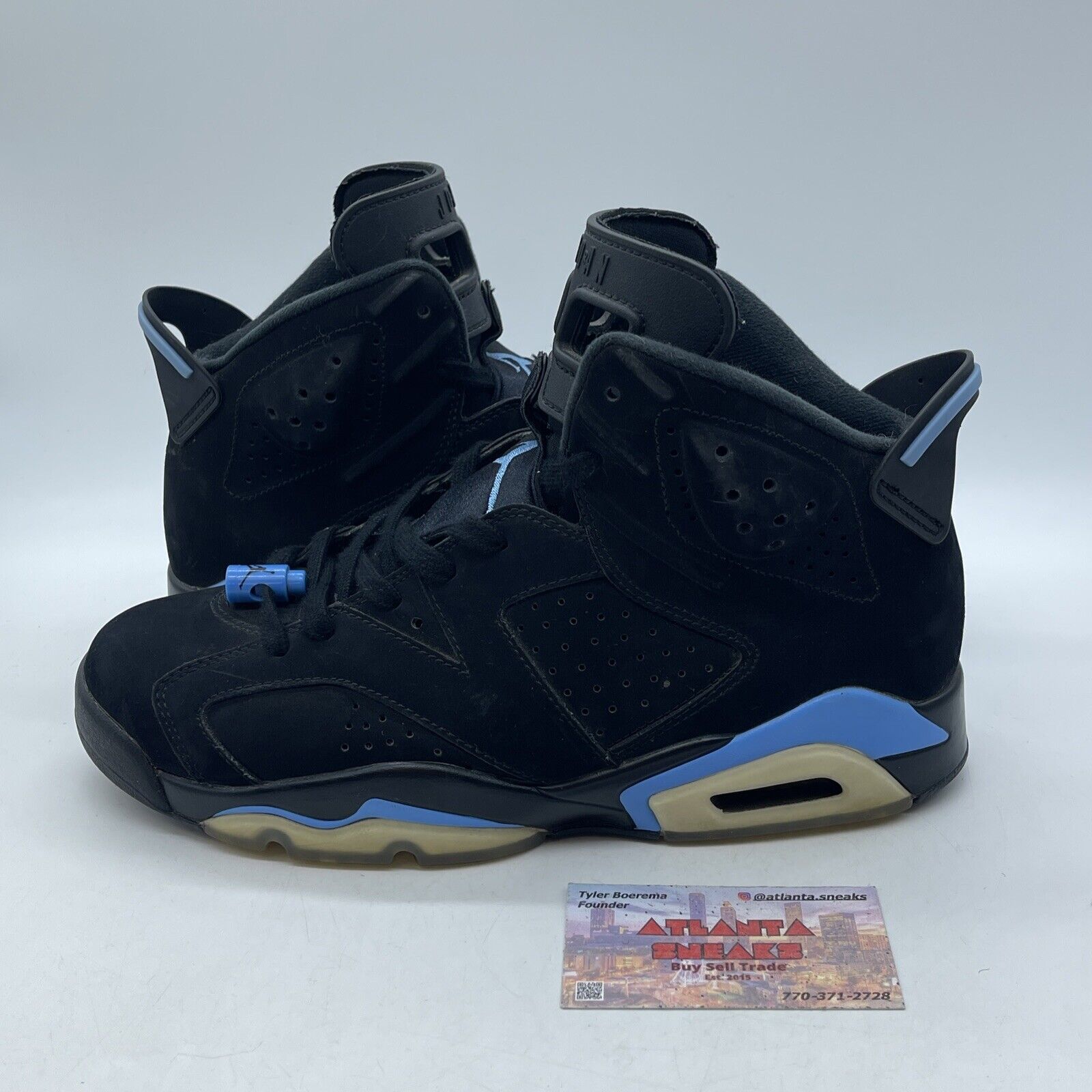 Size 9 - Air Jordan 6 Retro UNC Black Suede Blue Leather (384664-006)