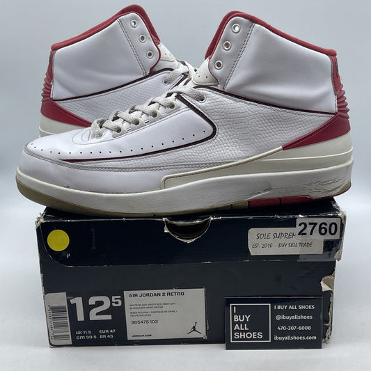 Size 12.5 - Air Jordan 2 Retro Chicago Home White Red Leather (385475102)