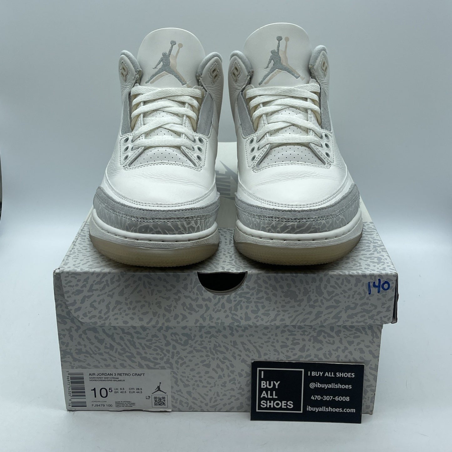 Size 10.5 - Air Jordan 3 Retro Craft Ivory/Grey White Leather (FJ9579-100)