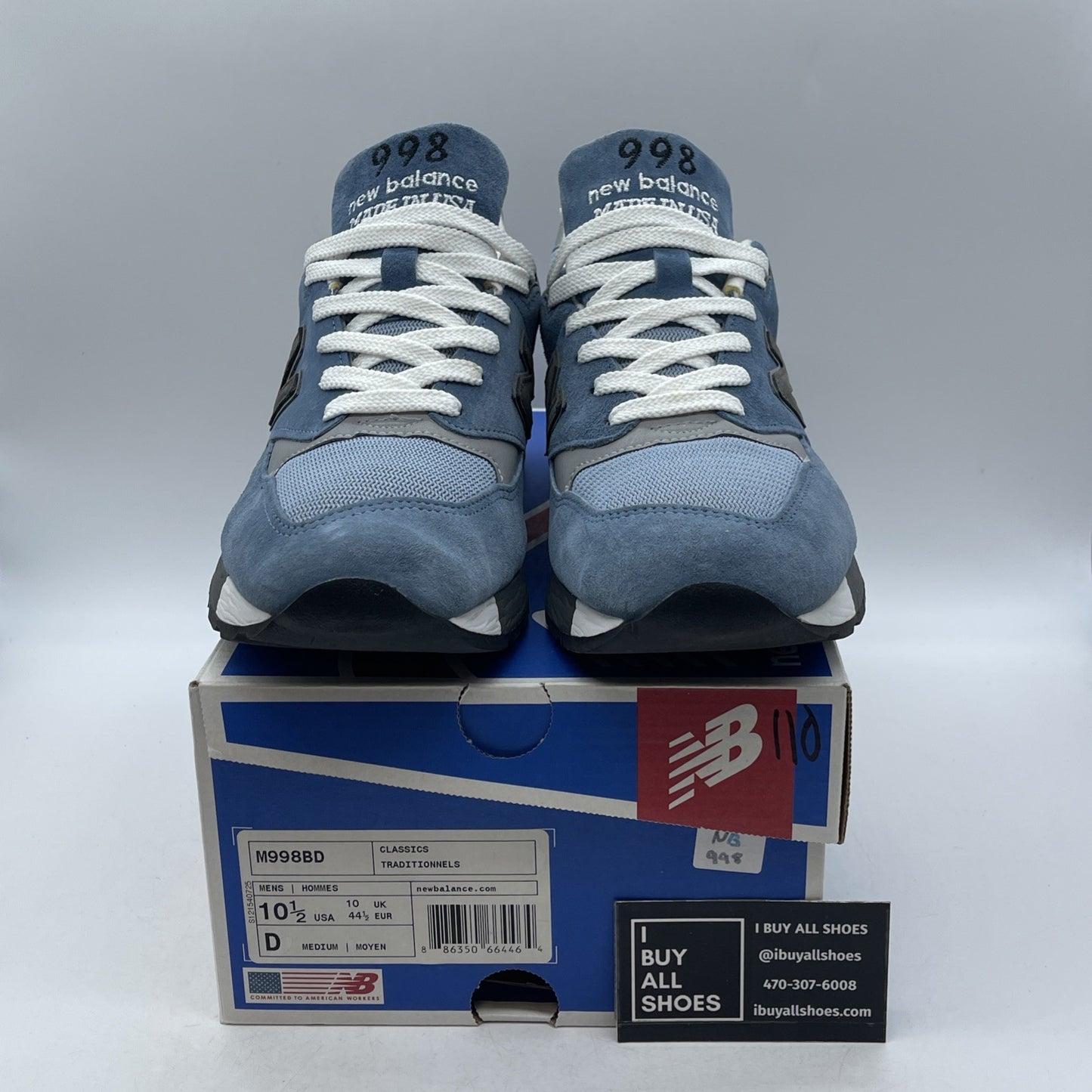 Size 10.5 - New Balance 998 Made in USA Blue Denim (M998BD)