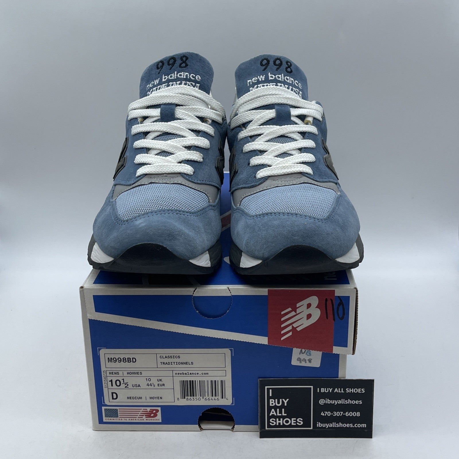 Size 10.5 - New Balance 998 Made in USA Blue Denim (M998BD)