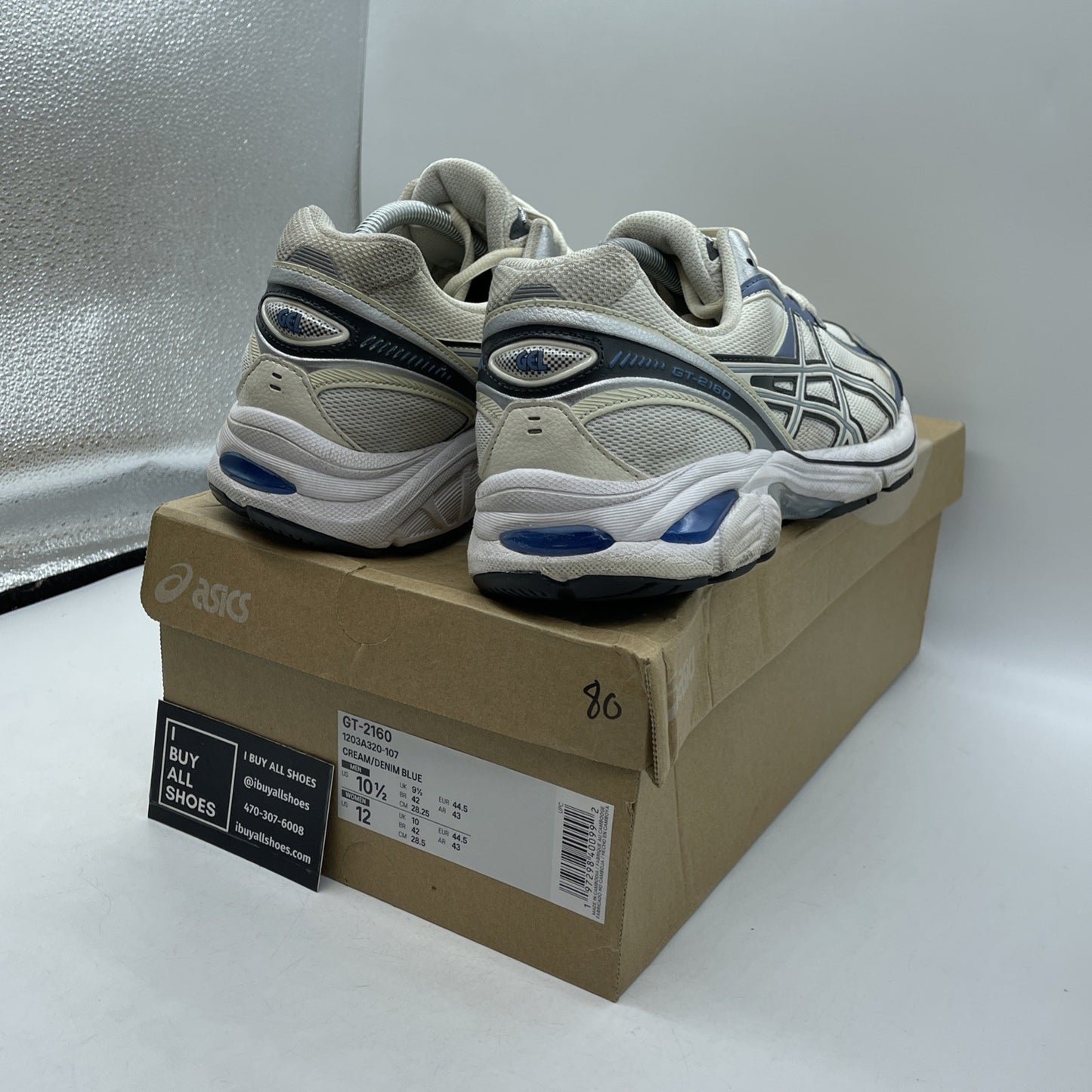 Size 10.5 - Asics Sportstyle GT-2160 Cream Denim Blue Running (1203A320-107)