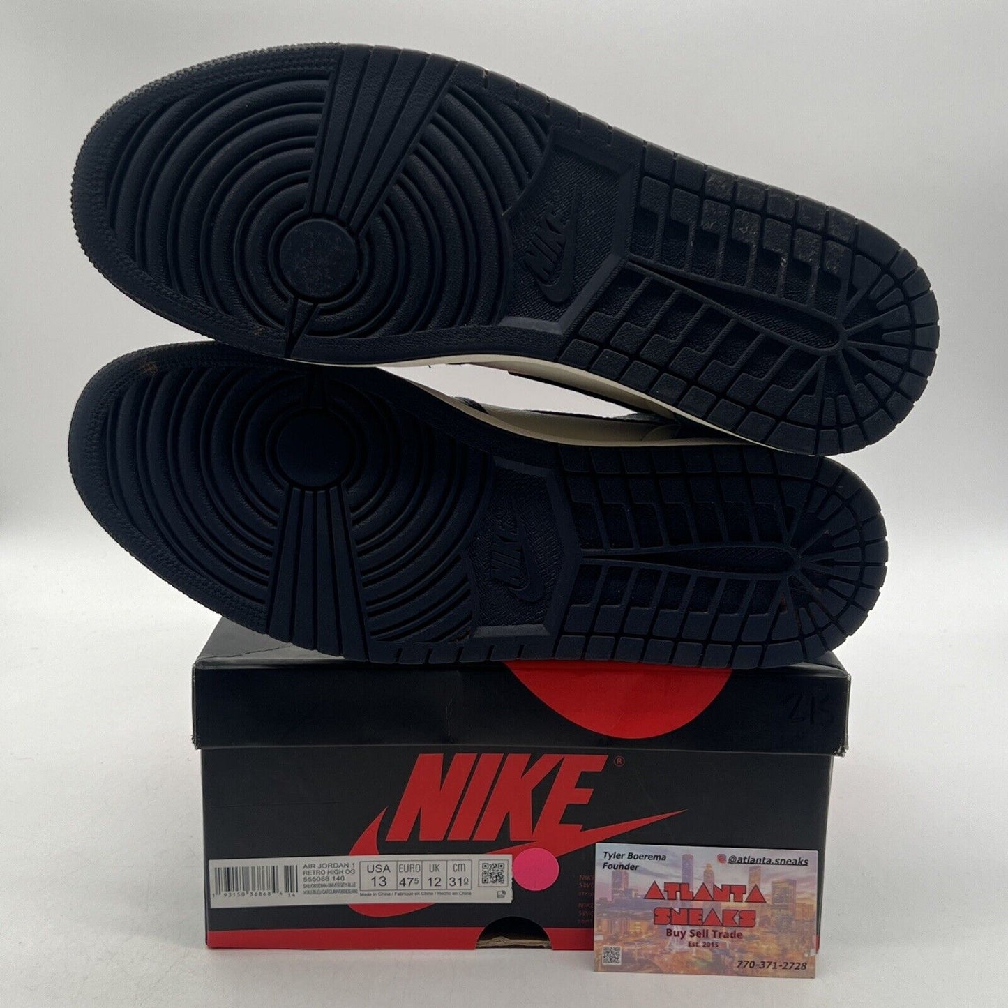 Size 13 - Jordan 1 Retro OG High Obsidian UNC 2019 Navy White (555088-140)