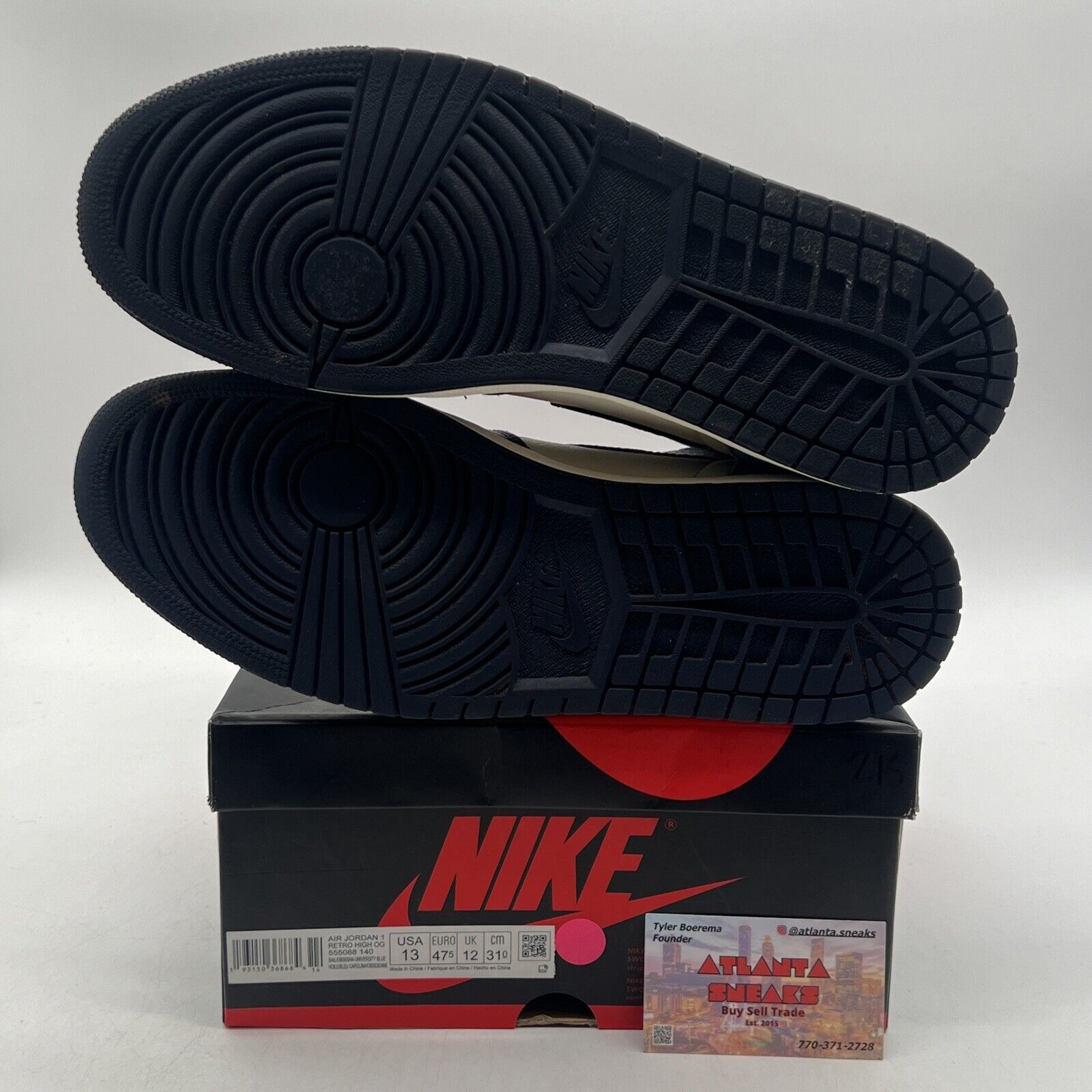 Size 13 - Jordan 1 Retro OG High Obsidian UNC 2019 Navy White (555088-140)