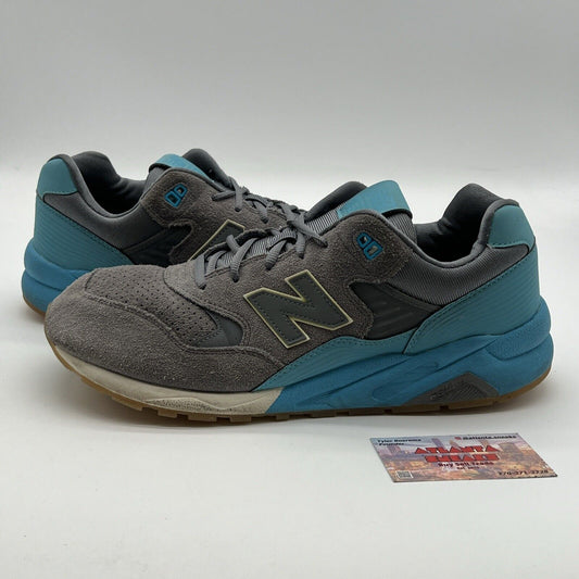 Size 13 - New Balance "580" gray and blue suede and nylon, running shoes