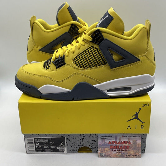 Size 10 - Jordan 4 Retro Mid Lightning Yellow Grey Suede White (CT8527-700)