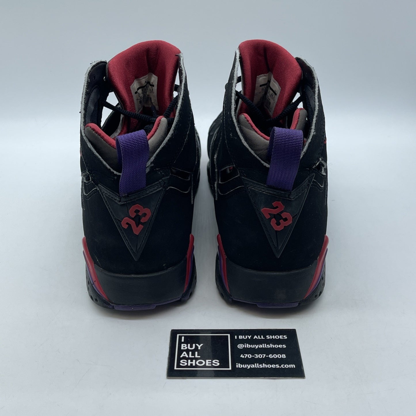 Size 10.5 - Air Jordan 7 Retro 2012 Raptor Black Red Suede (304775-018)